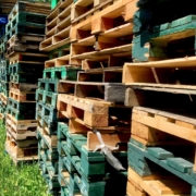 Recycled wooden block and stringer pallet stacks