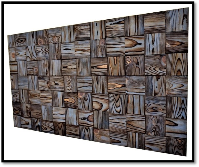 Reclaimed Wood Artwork showing figure in wood pattern.